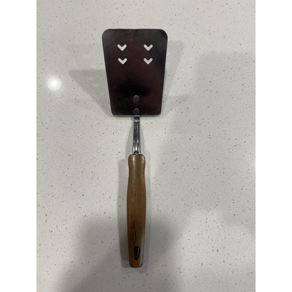Vtg Ekco Heart Shaped Spatula‎ Faux Wood Handle 10" USA Made